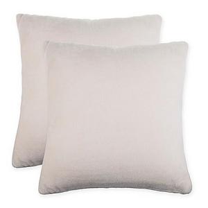 Solid Faux Fur Square Throw Pillow in Dark Grey (Set of 2)
