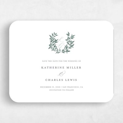 White Rounded Wedding Save the Date - Willow Landscape