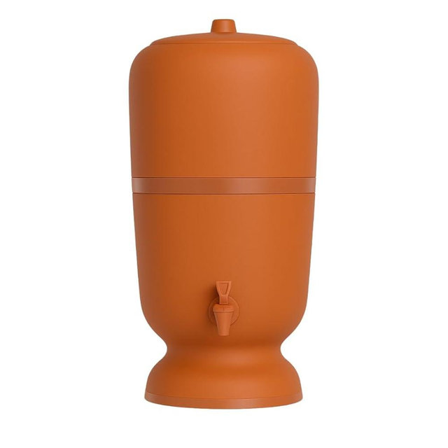 Clay Water Filter by Ceramica, 6 Liter Gravity System, Ceramic Cartridge Included, No Power Required, Brown