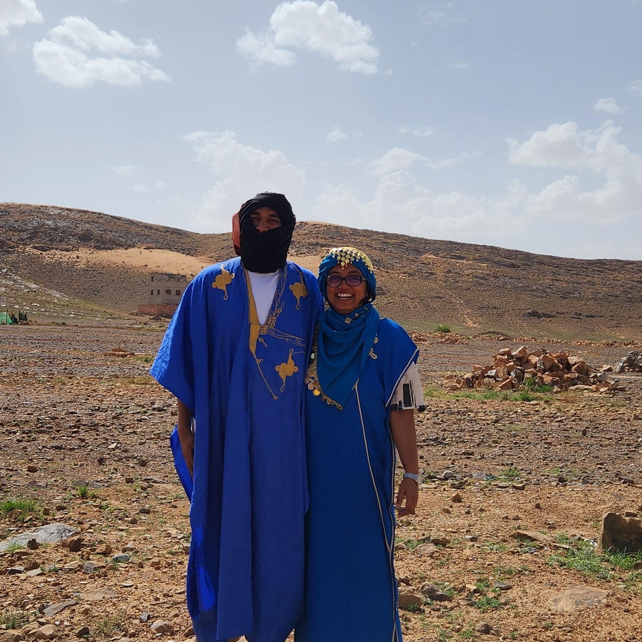 They made us wear these outfits in Morocco. Everyone kept telling Micah he looks like a local
