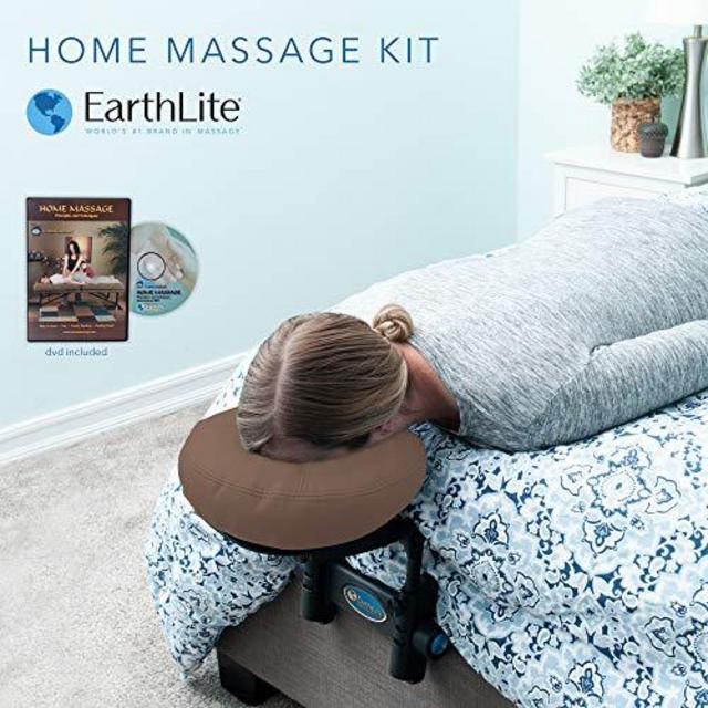 EARTHLITE Home Massage Kit - Deluxe Adjustable Headrest & Face Pillow / Home & Family Massage Made Easy with instructional DVD