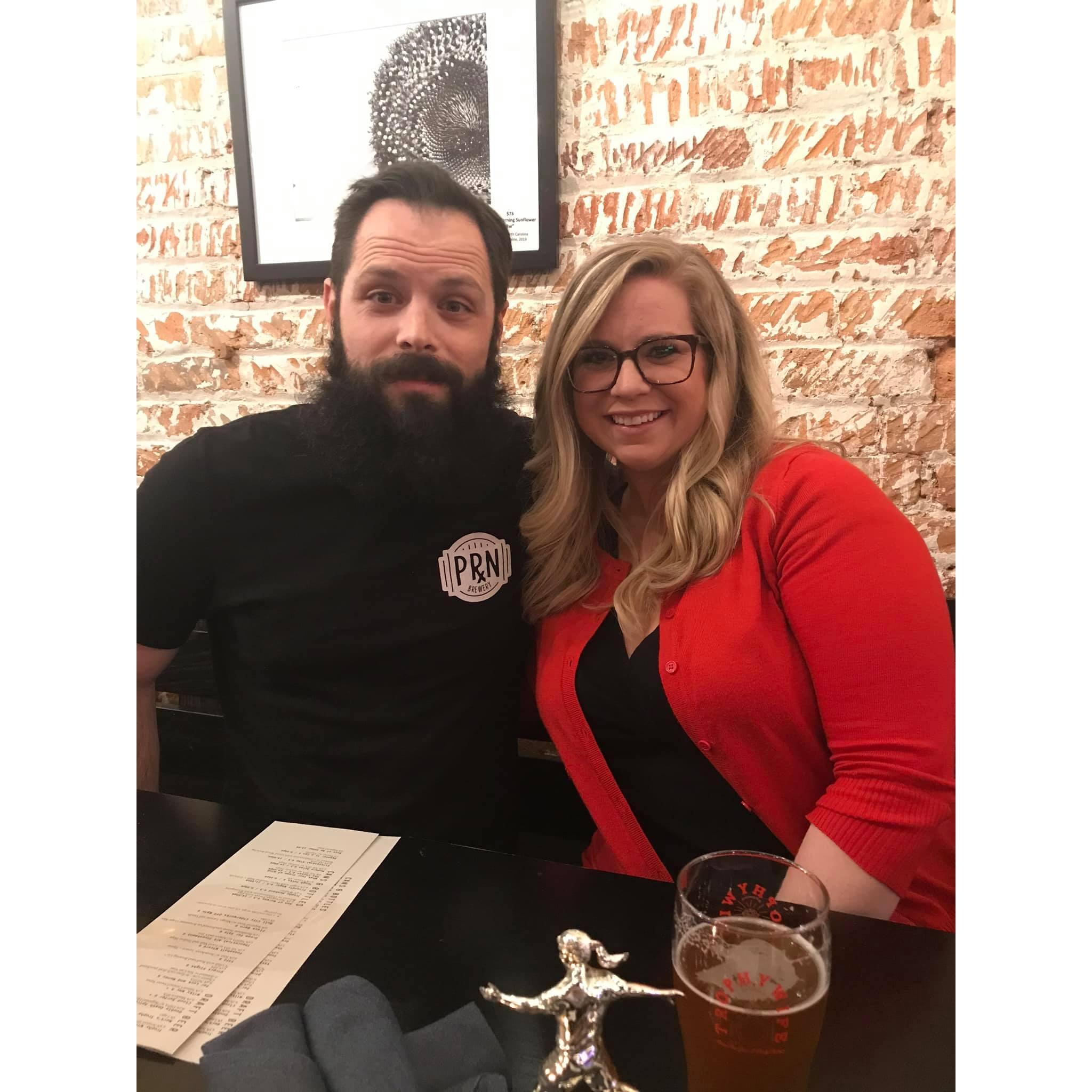 Trophy Brewing and Pizza in Raleigh, Nc with Maddie and Luther Woodruff.