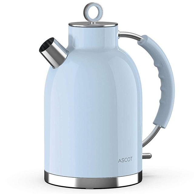 Electric Kettle-ASCOT Electric Kttle Stainless Steel Tea Kettle Fast Boiling Water Heater 1.7L, 1500W, BPA-Free, Cordless, Automatic Shutoff, Boil-Dry Protection, Blue …