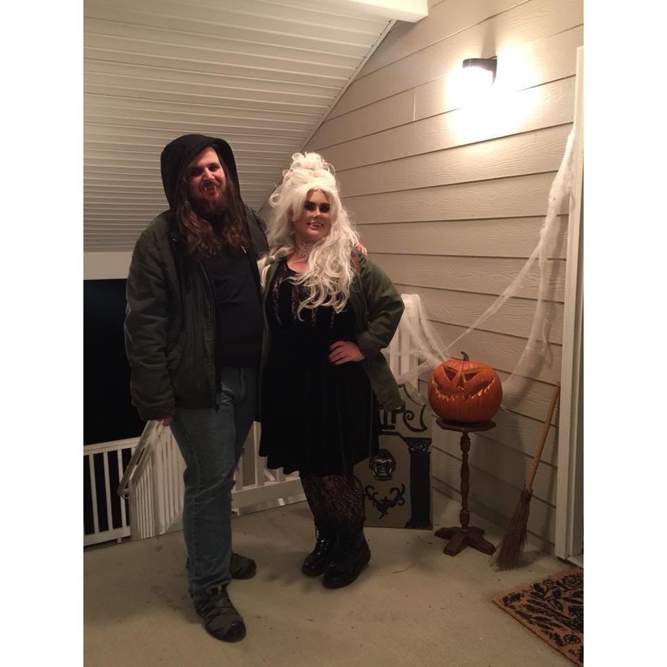 A couple of vampires heading to a Halloween show at Hunter Gatherer.