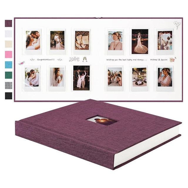 Rseozr 168 Pockets Instax Mini Photo Album For 2x3 Pictures, Linen Hardcover Polaroid Photo Album With Writing Space, Polaroid Album Book For Fujifilm Instax Mini Instant Camera (Purple)