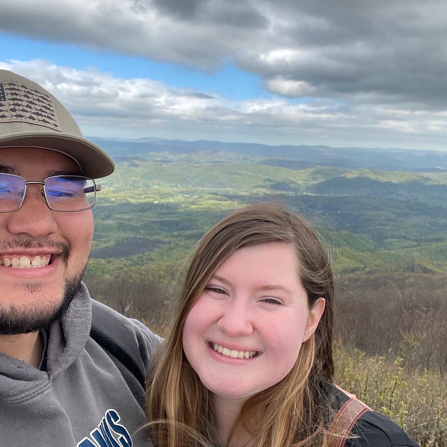 Isom and I hiking reddish knob for our plant botany class