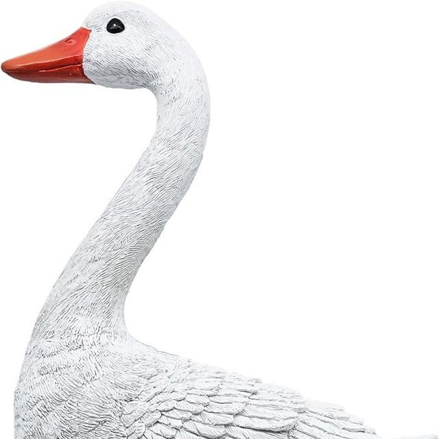 Joyful Porch Goose Statue Cygnus, Big Resin Garden Lawn Yard Décor, Sculpture, 20 inches High Figurine, Duck, Indoor and Outdoor, by GGTown TM