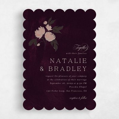 Purple Scalloped Wedding Invitation - Brocard Classic