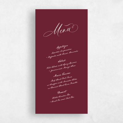 Wine, Red Wedding Menu - Estate