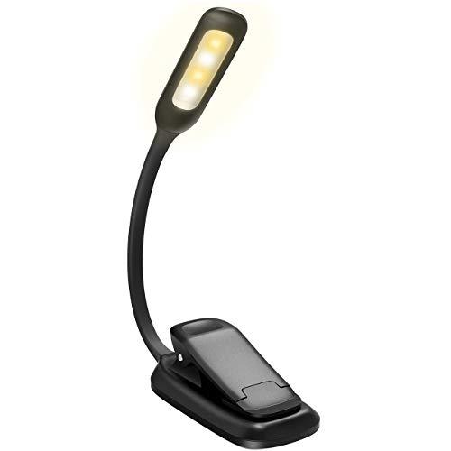 Rechargeable Book Light, TOPELEK LED Reading Light with 3-level Brightness (Cool & Warm), Flexible Easy Clip On Reading Lamp, Eye Protection , Soft Table Light for Night Reading in Bed