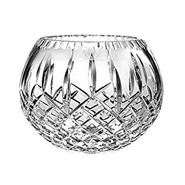 Barski European Hand Cut Crystal Rose Bowl, 5" D (5 inches D)- Plaza Design - Made in Europe