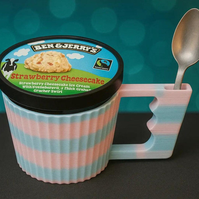 Ice Cream Pint Holder: Sustainable Bioplastic, Ergonomic Grip