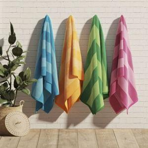100% Cotton Cabana Striped 4 Pack Oversized Beach Towels - Great Bay Home