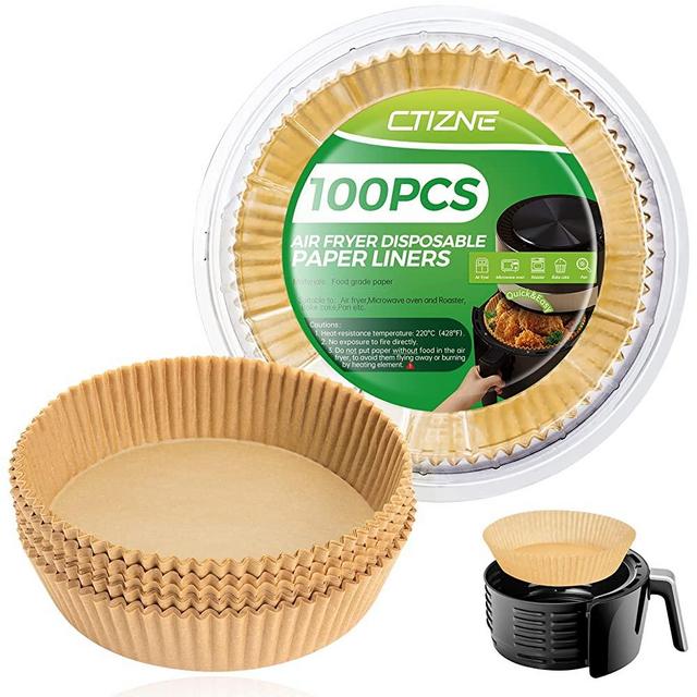 Air Fryer Disposable Paper Liner: Airfryer Instant Pot Oven Insert Parchment Sheets Round, Grease and Water Proof Non Stick Basket Liners for Baking Cooking (100PCS) from ctizne