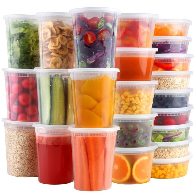HTMZ Deli Containers with Lids 48 Sets 【8,16,32oz 16 Each】 BPA Free,Microwave Dishwasher Leakproof Freezer Safe,Takeout Soup Containers with Lids,Plastic Food Storage Containers with Lids