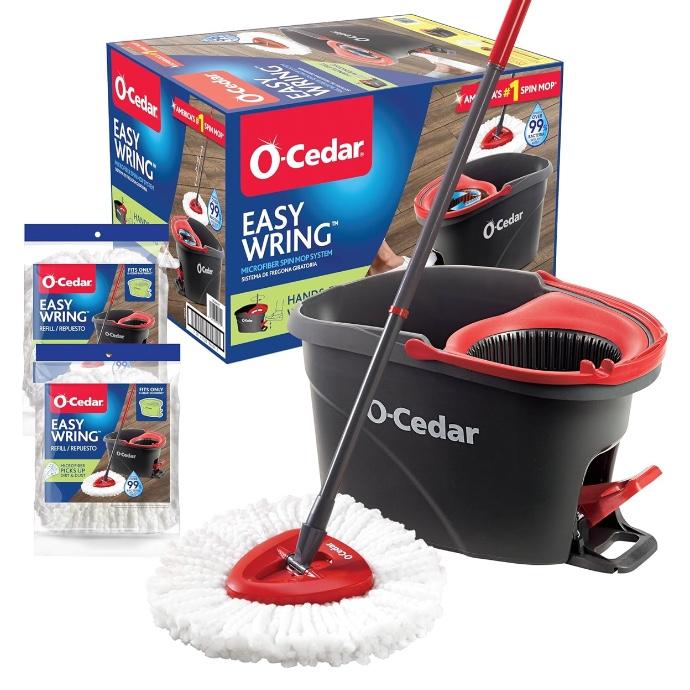 O-Cedar EasyWring Spin Mop & Bucket with 2 Extra Refills