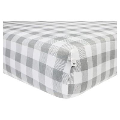 Burt's Bees Baby® Organic Fitted Crib Sheet - Buffalo Check - Fog Gray