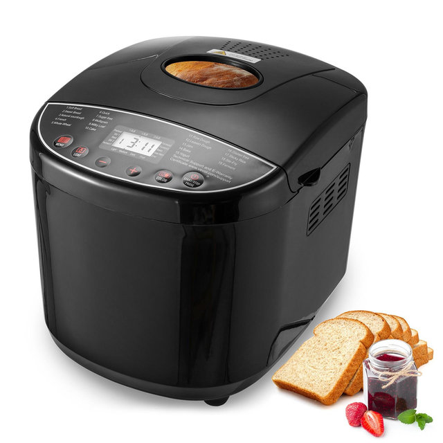 VEVOR Bread Maker, 19-in-1 2LB Dough Machine, Nonstick Ceramic Pan Automatic Breadmaker with Gluten Free Setting, 3 Loaf Sizes, 3 Crust Colors, Black