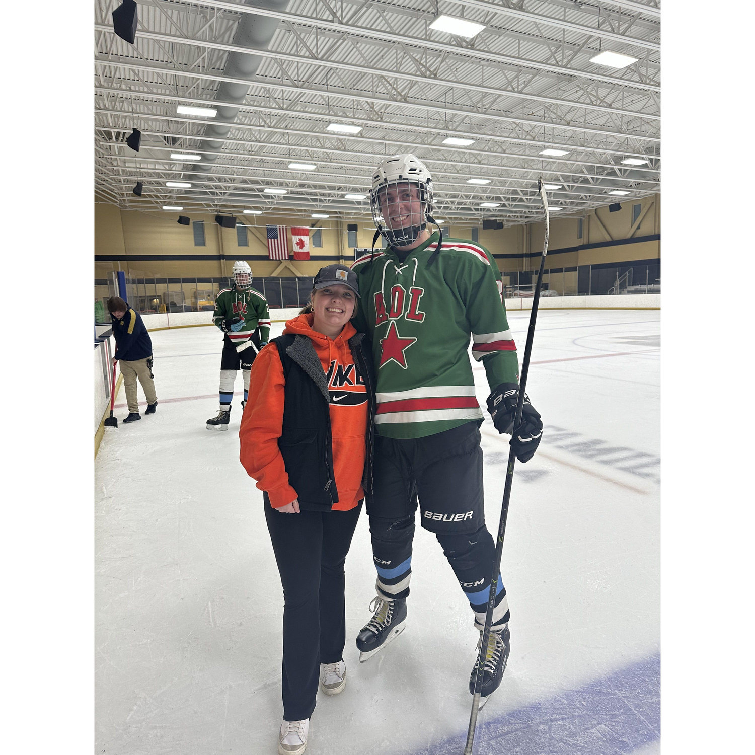 Ethan is a little better than me on skates.