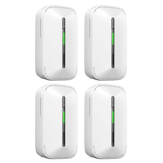 SITERWELL Plug in Carbon Monoxide Detector 10 Year Battery, CO Alarm Detector with Electrochemical Sensor and Sound Warning, AC Powered Portable Carbon Monoxide Detector for Home Office Travel,4-Pack