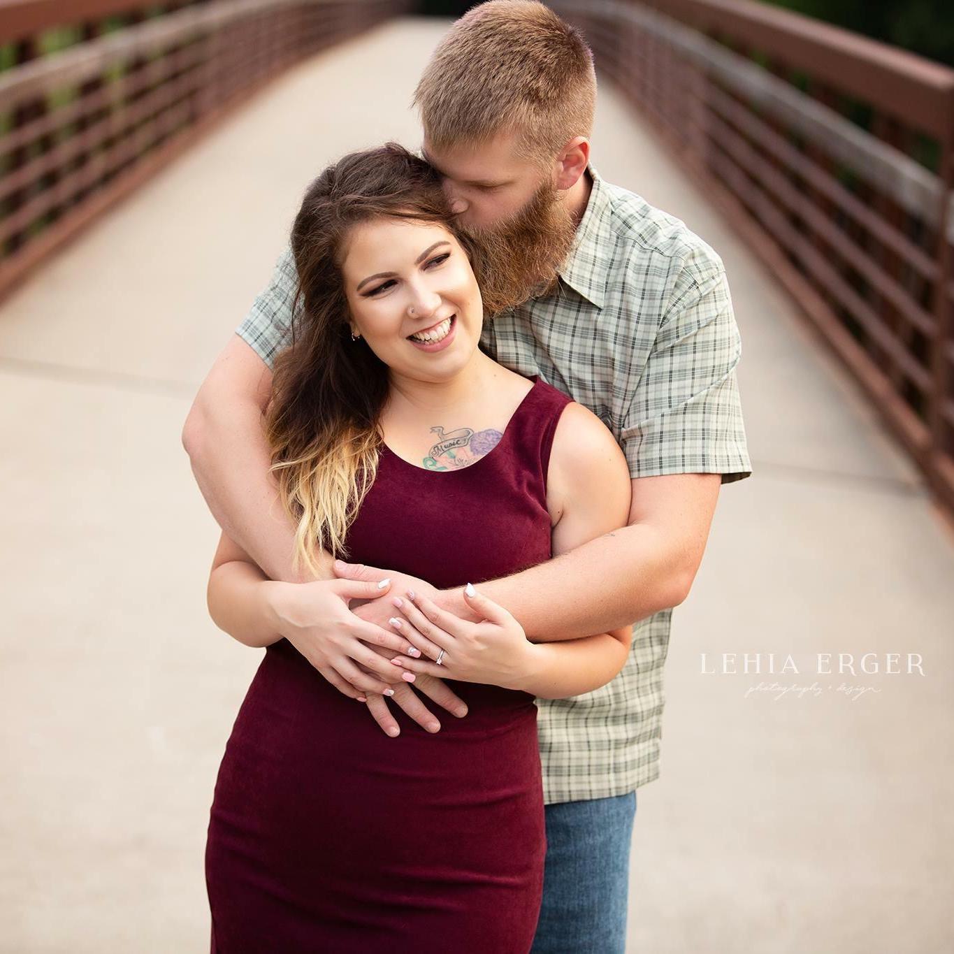 Engagement photo at pinicon ridge in Central City IA. Photography credit Lehia Erger