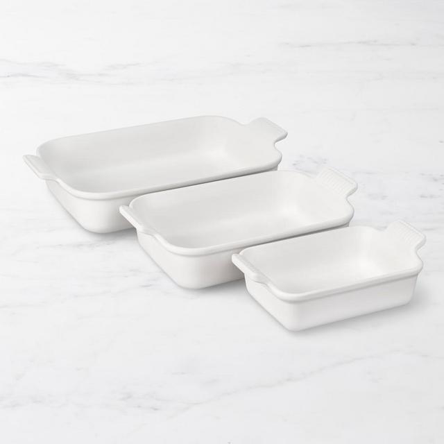 Le Creuset Heritage Open Rectangular Dishes, Set of 3, White
