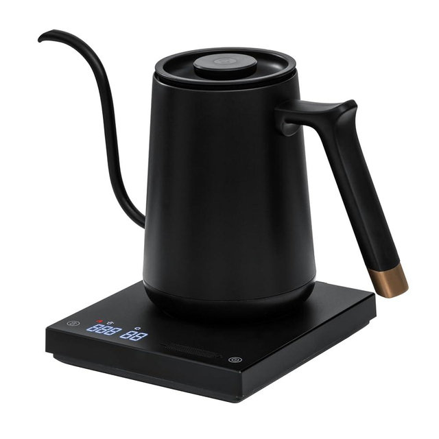 TIMEMORE Fish Smart Electric Coffee Kettle 600ML, Gooseneck Pour Over Kettle for Coffee and Tea Variable Temperature Control, Home Edition Black