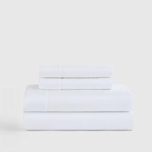 700 TC Giza Cotton Sateen Sheet Set- Queen, White