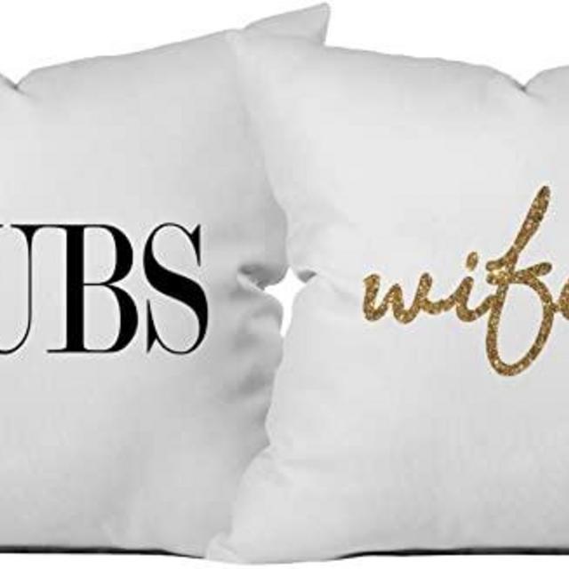 Oh, Susannah Hubs Wifey 18x18 Inch Throw Pillow Covers (Set of 2) Wedding I Love You Gifts