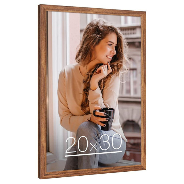 20x30 Solid Wood Frame, Rustic Brown Wood 30x20in Picture Poster Frame, Natural Modern 20 x 30inch Gallery Wall Pic Photo Frame with HD Plexiglass, Horizontal Vertical Wall Mounting Display 1pcs