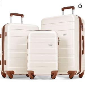 Luggage 3 Pcs ABS Hardside Luggage Sets Spinner Wheels Suitcases