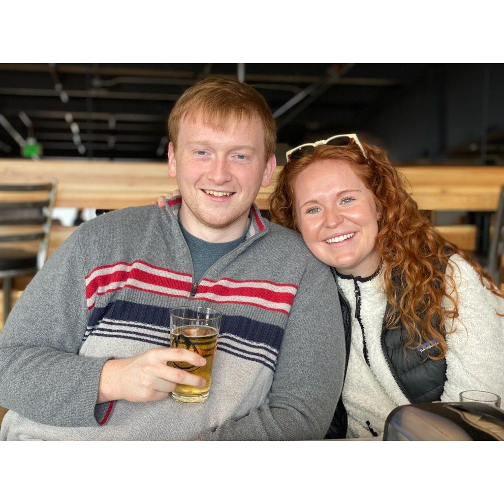 Sipping a beer on a trip with the Carroll College Squad! February 2023. (Spokane, WA)