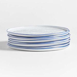 Mercer White Round Ceramic Dinner Plates, Set of 8 | Crate & Barrel