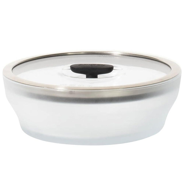 Anyday 7-Cup Microwave Cookware and Glass Container with Glass Lid, Plastic-Free Shallow Food Storage | Stackable Airtight Steamer with Vented Lid for Microwave-Safe Reheating & Steaming Vegetables
