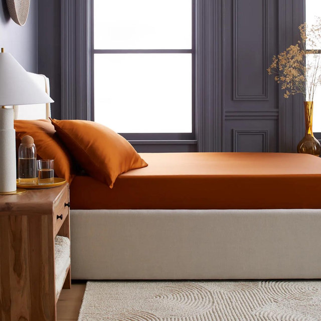 Bamboo Fitted Sheet Set in Terracotta