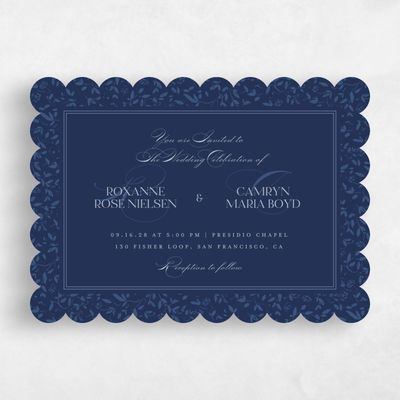 Blue Scalloped Wedding Invitation - Manado Landscape