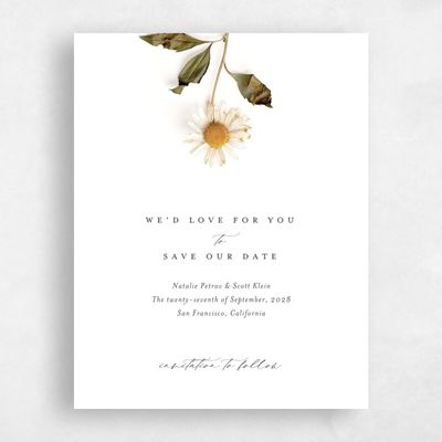 White Wedding Save the Date - Spiga Portrait