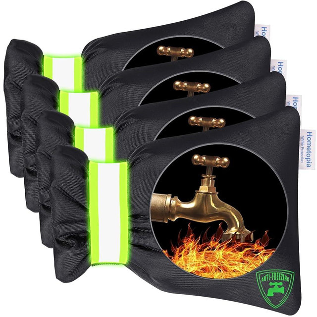 Outdoor Faucet Covers for Winter - 4 Pack Pro 6.7" W x 8.3" H Outdoor Water Faucet Cover Socks for Winter Freeze Protection Pipe Insulation Reusable Waterproof Insulated Spigot backflow Cover,Black