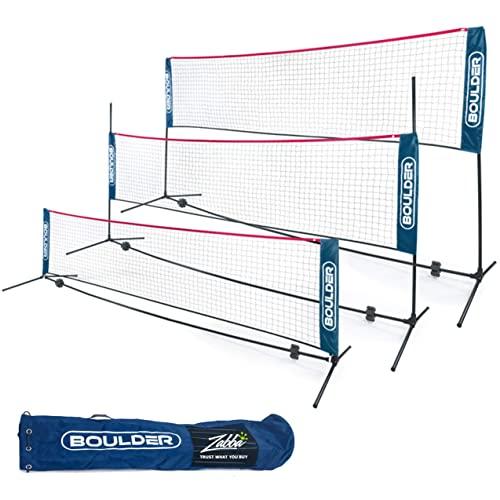 Boulder Portable Badminton Net Set. for Tennis, Soccer Tennis, Pickleball, Kids Volleyball. Easy Setup Nylon Sports Net with Poles