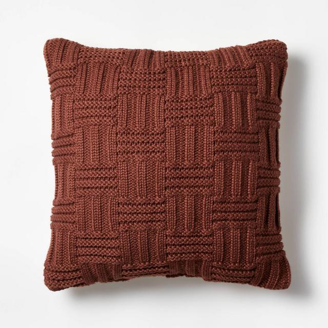 Oversized Basket Weave Knit Square Throw Pillow Mahogany - Threshold™ designed with Studio McGee