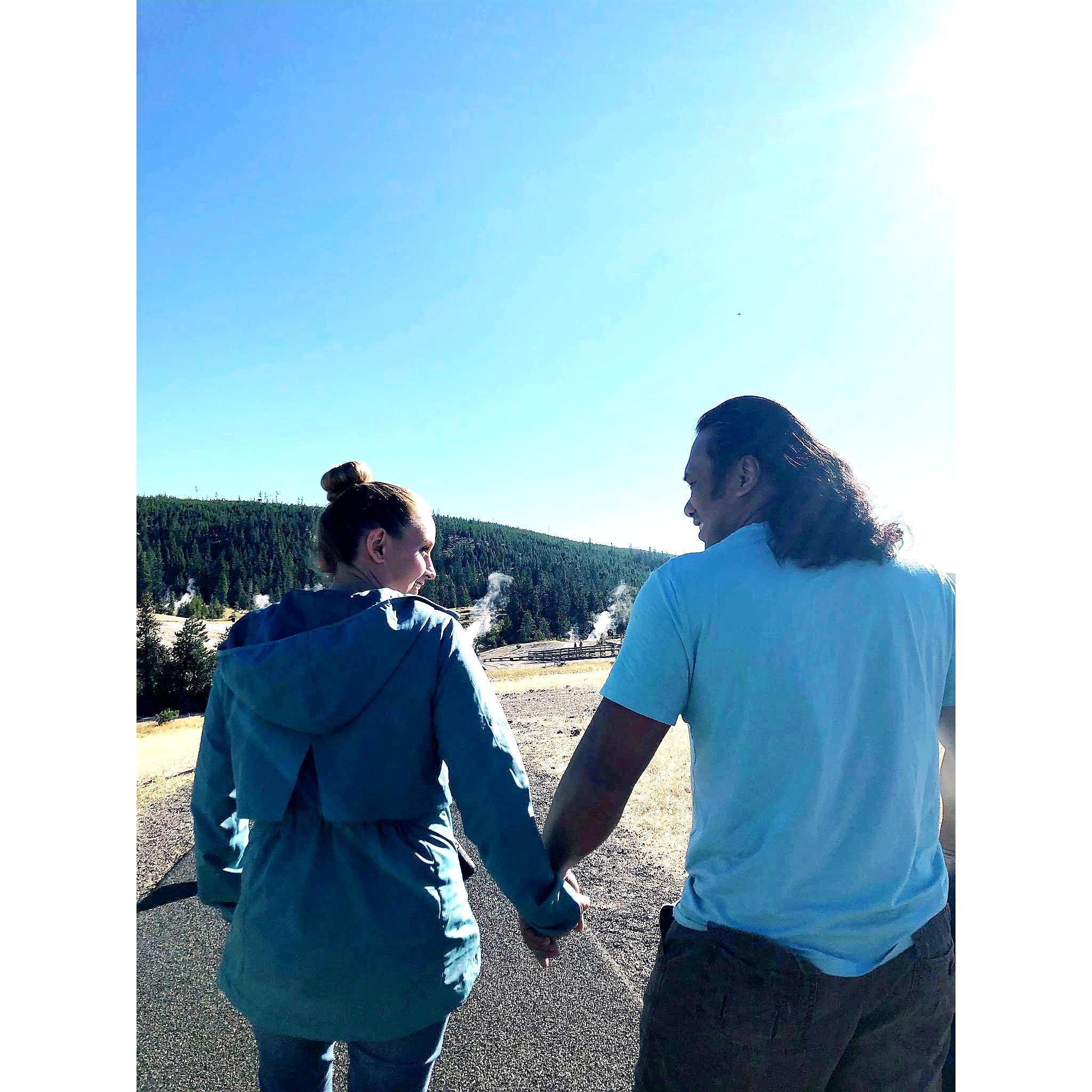 Exploring the geysers at Yellowstone National Park