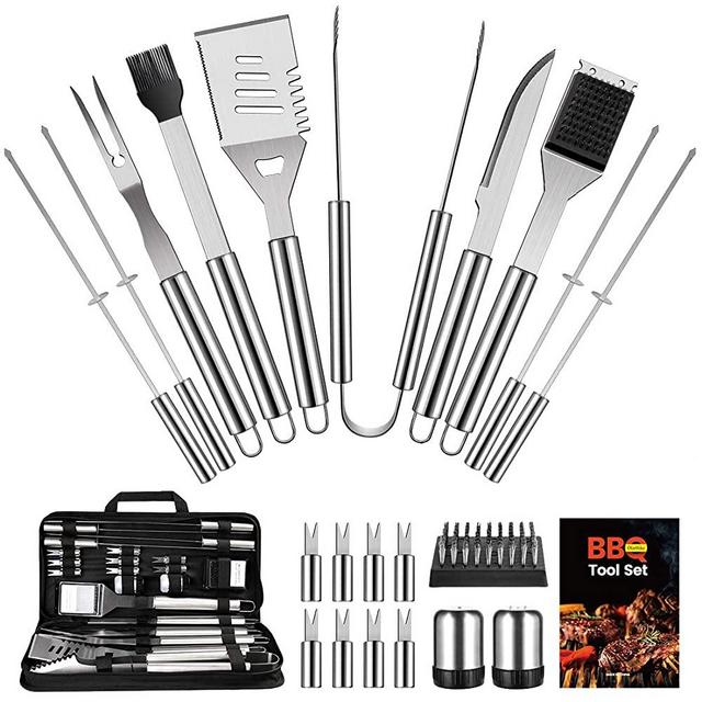 OlarHike BBQ Grill Accessories Set for Men, 22PCS Grilling Accessories Set, Stainless Steel BBQ Tools Gift Utensil with Spatula, Tongs, Skewers for Barbecue, Camping, Kitchen