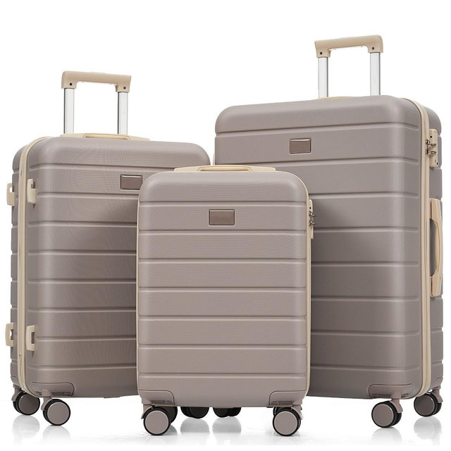 Merax 3-Piece ABS Travel Luggage Set with TSA Lock, Brown