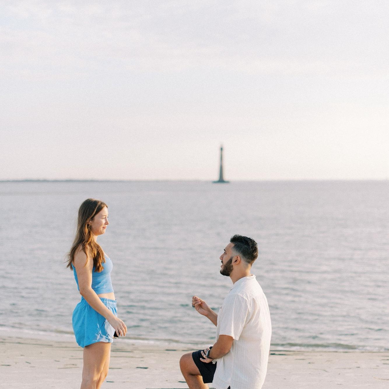 Brandon proposed at Folly beach on 8/16/2025.