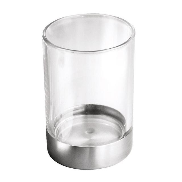 InterDesign Forma Tumbler Cup for Bathroom Vanity Countertops - Clear/Brushed Stainless Steel