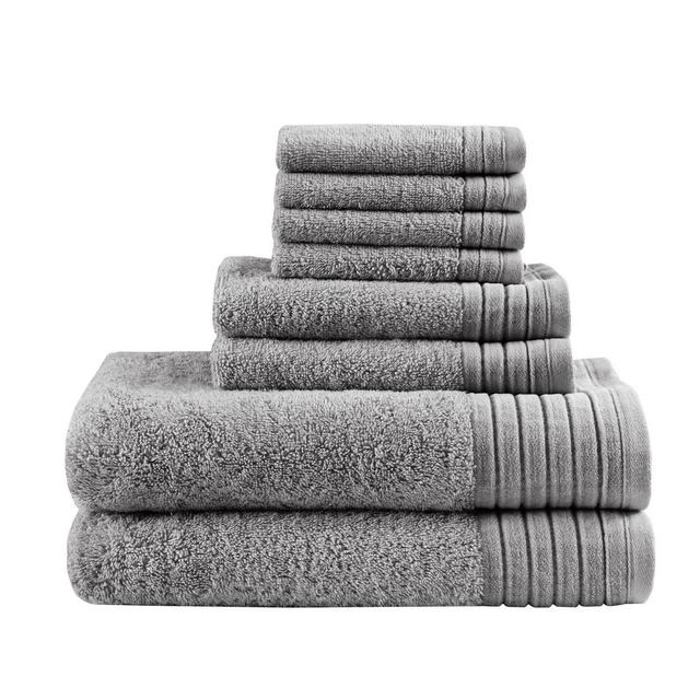 8pc Velvetine Cotton Bath Towel Set Charcoal Gray