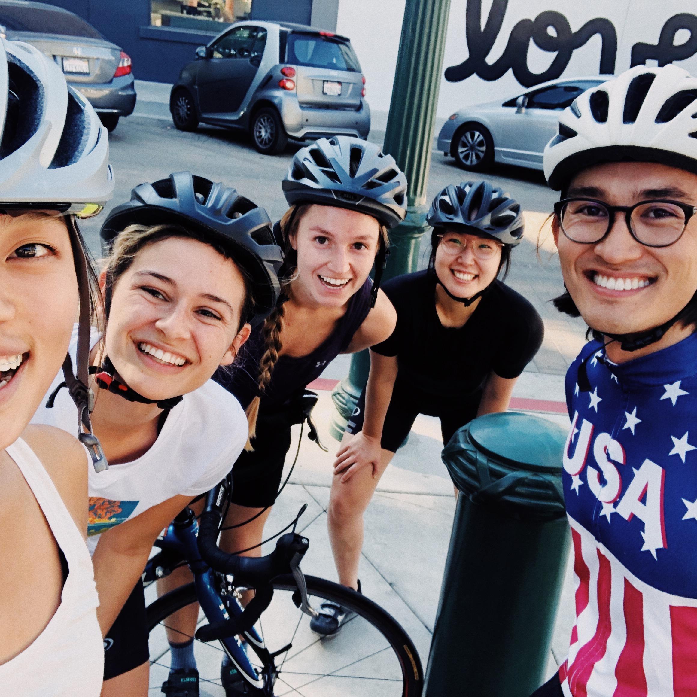 Donn and the ladies on a quick bike ride on golden weekend