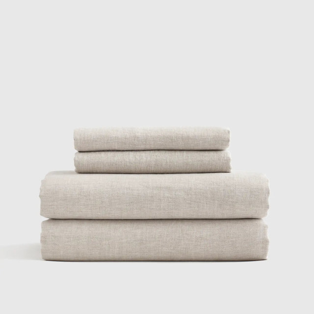 European Linen Sheet Set - King - Natural Chambray - With Flat Sheet