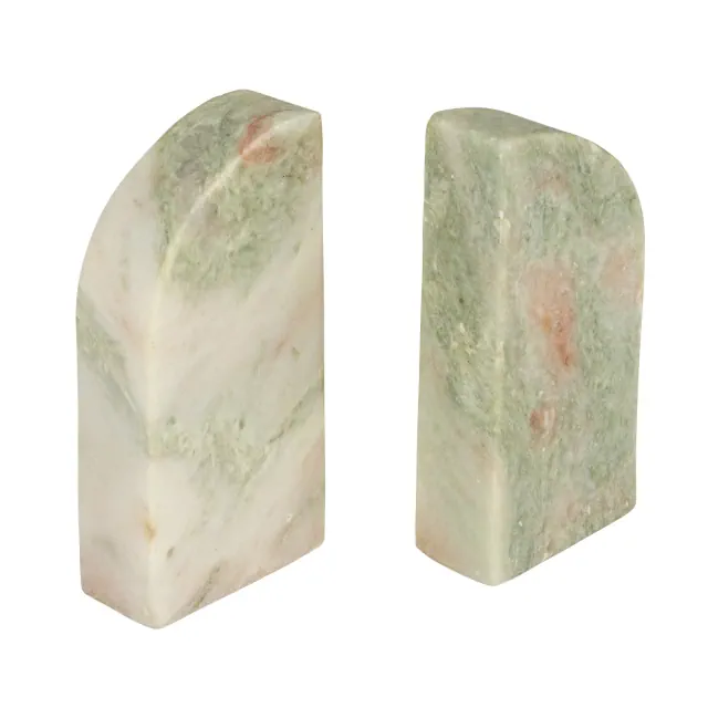Storied Home Half Arch Marble Bookends, Green