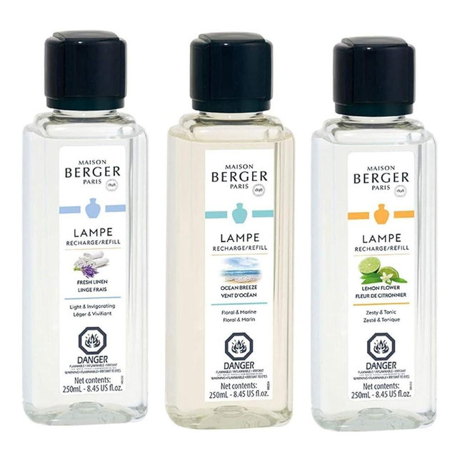 MAISON BERGER - Lampe Berger Fragrance Trio Refill for Home Fragrance Oil Diffuser - 3 x 8.45 Fluid Ounces - 3x250 milliliters (Fresh)